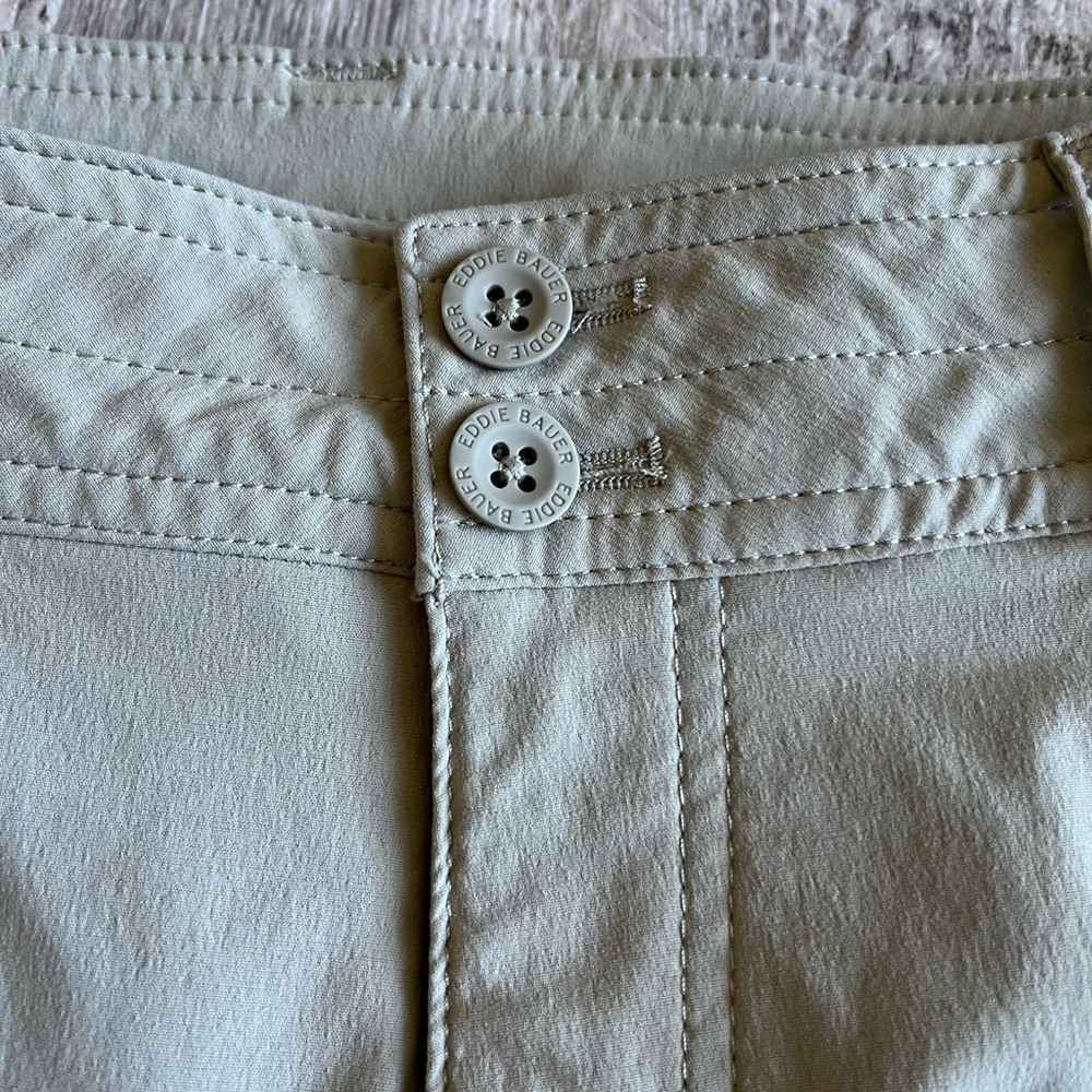 Eddie Bauer Womens Straight Hiking Pants Zippered Pockets High Rise Tan Size 10